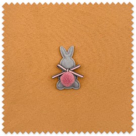 Parche conejito pompón rosa empolvado bordado para ropa infantil