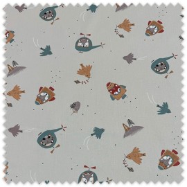 tela algodón 100% infantil animales cohetes helicópteros popelín