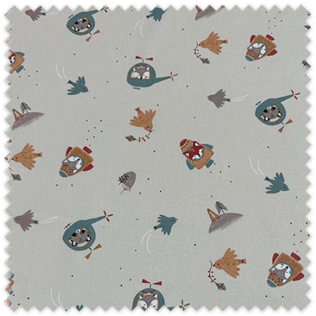 tela algodón 100% infantil animales cohetes helicópteros popelín