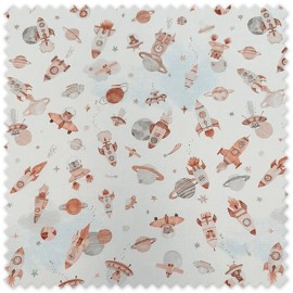 tela natural algodón animales astronautas fondo tonos tierra