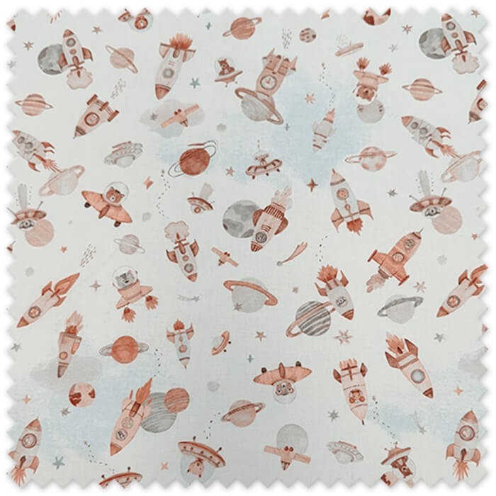 tela natural algodón animales astronautas fondo tonos tierra