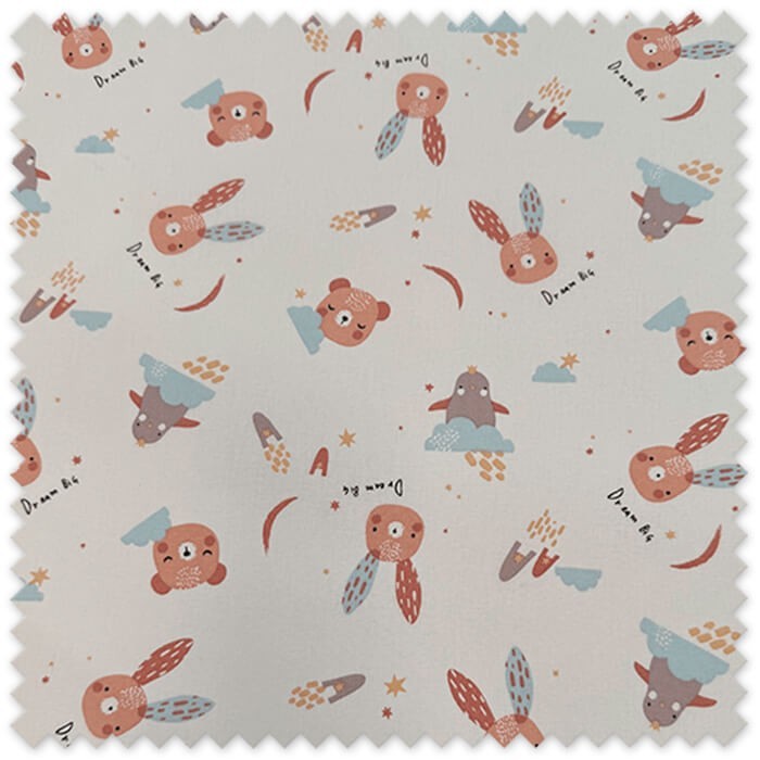Tela algodón estampada infantil conejitos, osos y pingüinos ideal costura