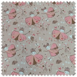 Tejido de algodón suave con diseño de hadas y mariposas