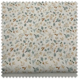 Comprar telas de Algodón 100% Flores y Hojas Azules y Camel