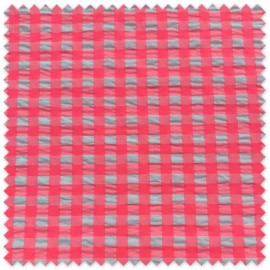 tejido vichy rosa flúor arrugado OEKO-TEX