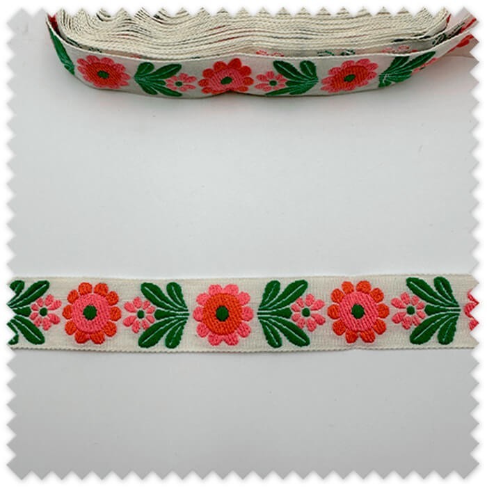 Cinta flor rosa pasamanería decorativa 10 metros