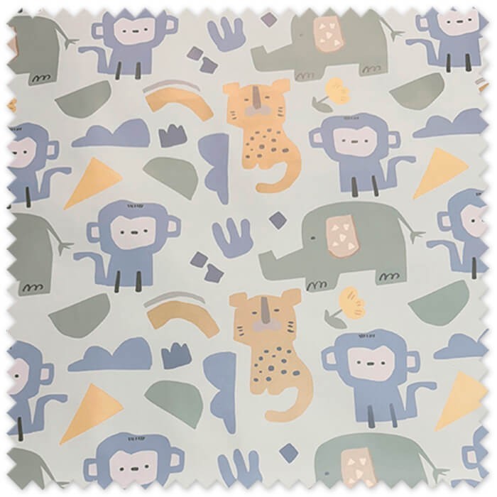 tela impermeable animales fondo verde menta mercería online