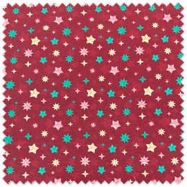 tela algodón 100% estrellas colores fondo granate