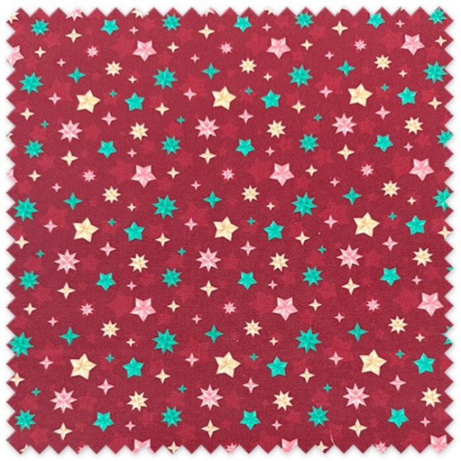 tela algodón 100% estrellas colores fondo granate