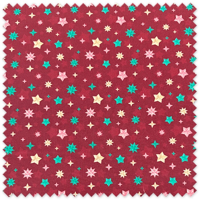 tela algodón 100% estrellas colores fondo granate