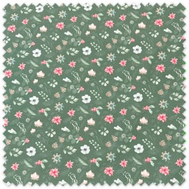 tela decorativa navidad algodón 100% verde con estampado floral