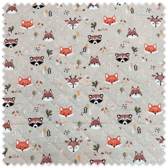 Tela Acolchada Doble Cara Animales | Tejido Reversible Infantil