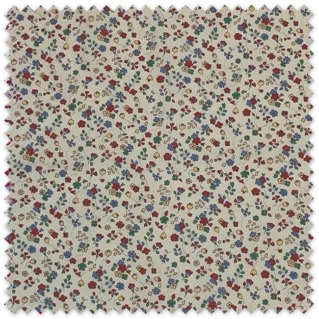 Popelín Flores Lila, Granate, Amarillo Fondo Mantequilla