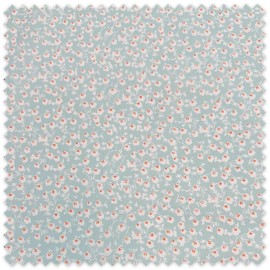 Popelín Flores Blancas Fondo Agua Marina