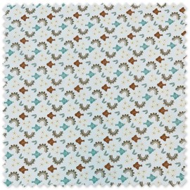 Comprar tela de Popelín Arcoíris y peces Verde Agua y Camel