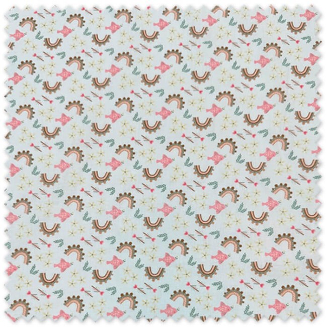 Comprar telas de Popelín Arcoíris y peces Rosa y Camel al mejor precio