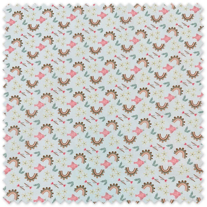 Comprar telas de Popelín Arcoíris y peces Rosa y Camel al mejor precio