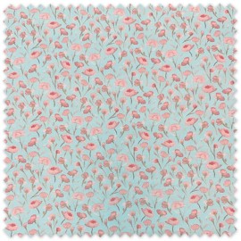 Popelín Flores Acuarela Rosa Fondo Azul