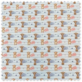 Popelín Oso, Jirafa Fondo Rayas Azules al mejor precio