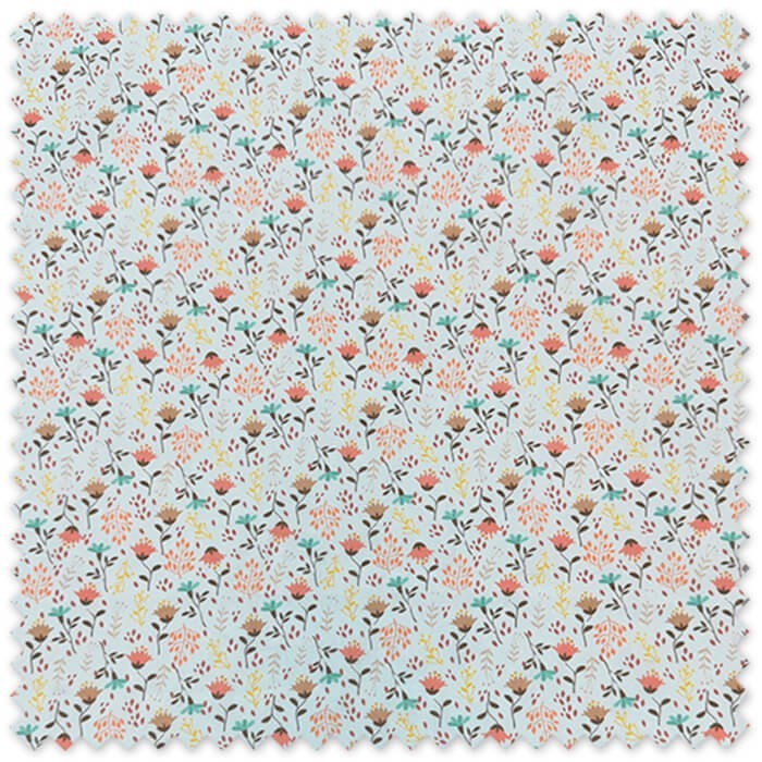 Comprar telas de Popelín Flores Turquesa, Amarillo, Camel y Coral al mejor precio