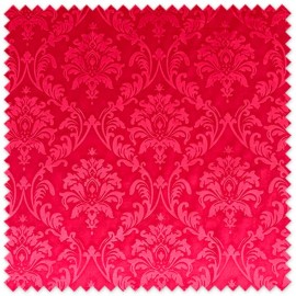 Tela de terciopelo gofrado rojo con relieve y brillo intenso