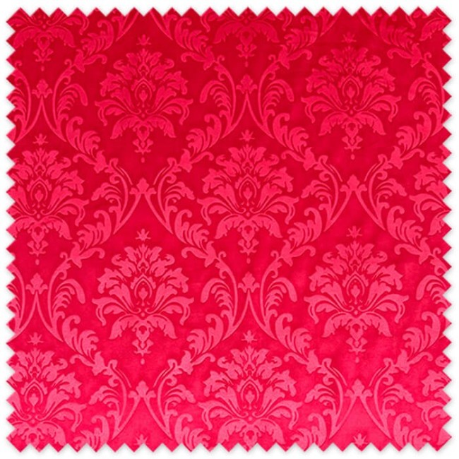 Tela de terciopelo gofrado rojo con relieve y brillo intenso