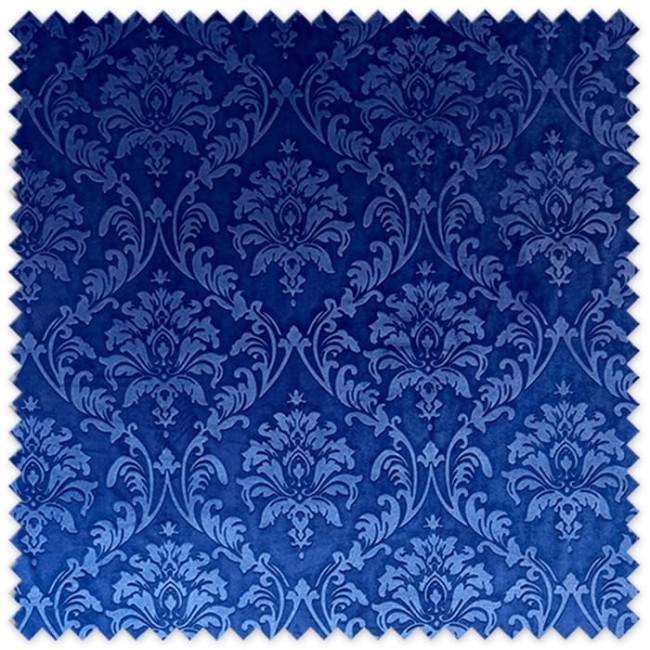 Tela de terciopelo gofrado azulón con relieve y brillo para confección y decoración