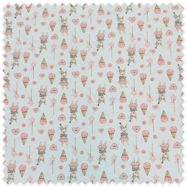 Popelín Osito, Helados y Corazones Rosa Pequeño