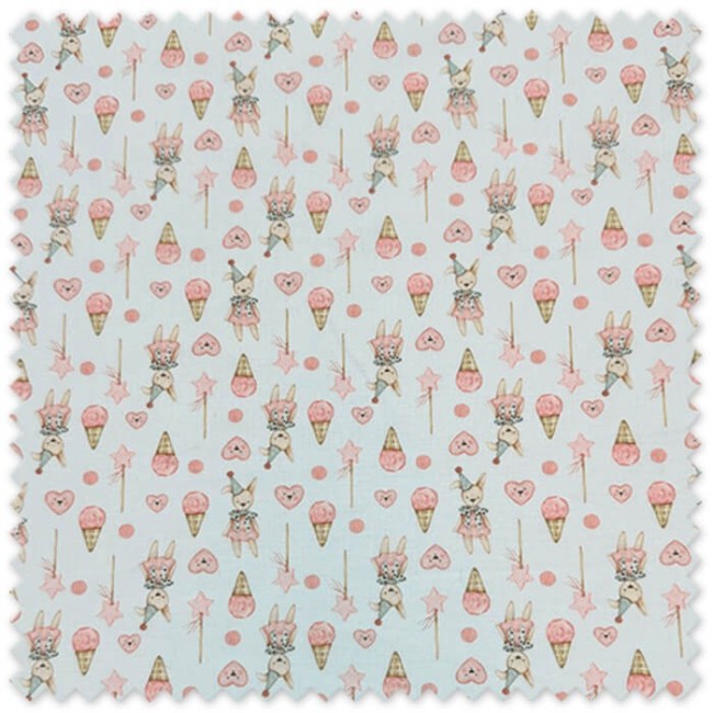 Popelín Osito, Helados y Corazones Rosa Pequeño