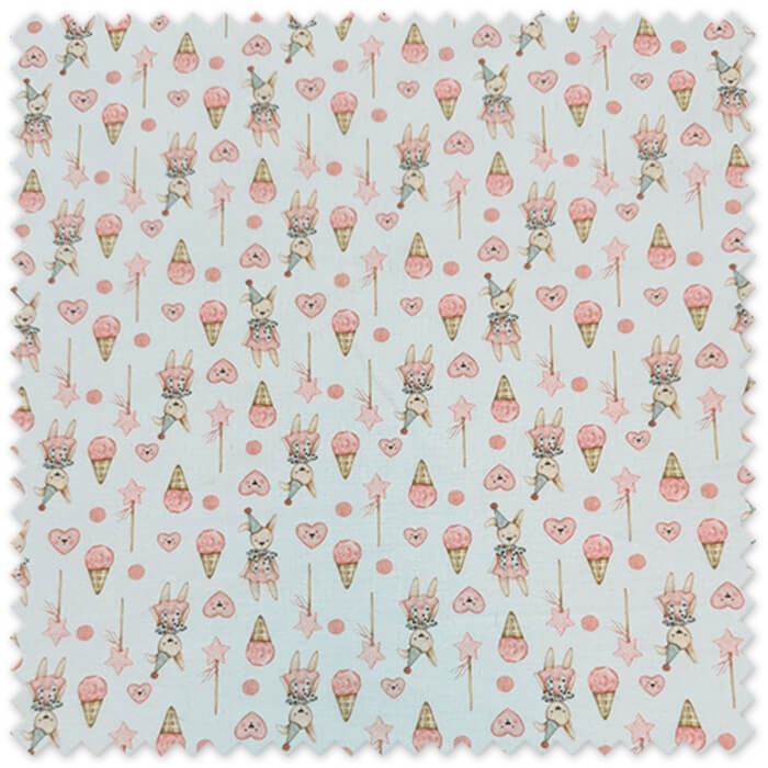 Popelín Osito, Helados y Corazones Rosa Pequeño