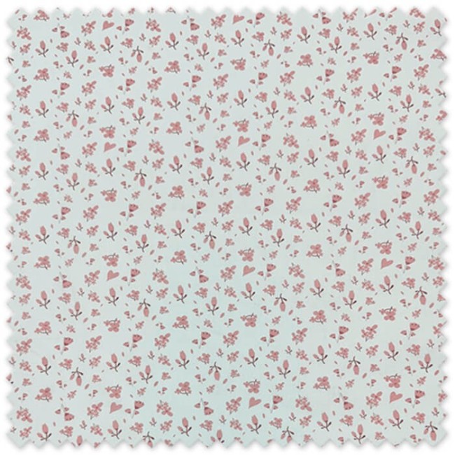 Popelín Algodón Flores y Corazones Rosa Empolvado al mejor precio de almacén