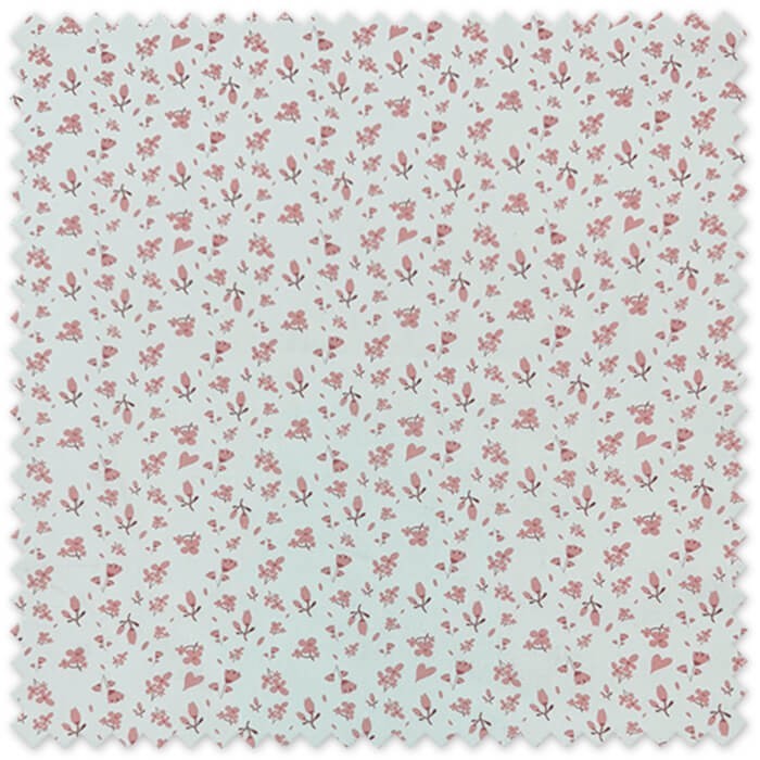 Popelín Algodón Flores y Corazones Rosa Empolvado al mejor precio de almacén