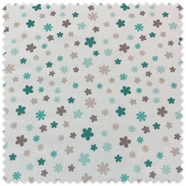 Popelín Margaritas Turquesa y Gris por metro