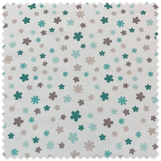 Popelín Margaritas Turquesa y Gris por metro