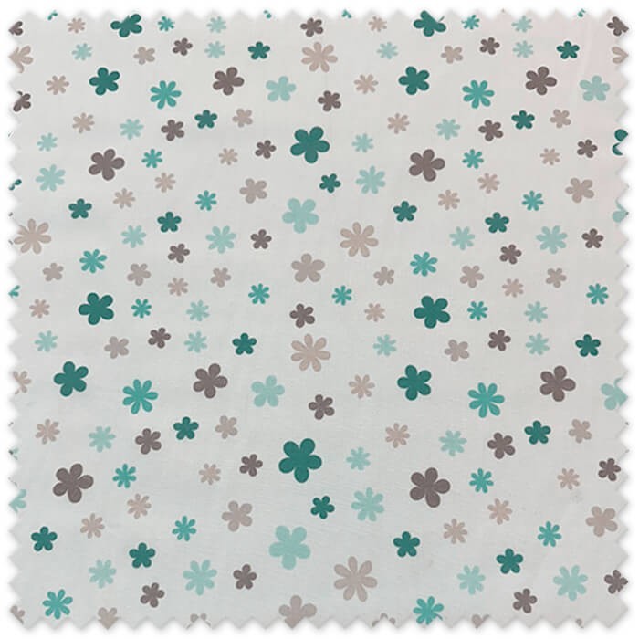 Popelín Margaritas Turquesa y Gris por metro