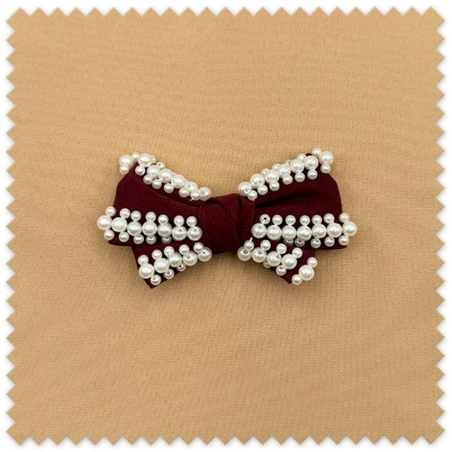 Aplique Lazo Ante Perlas Granate unitarios