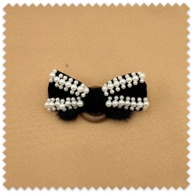 Lazo decorativo de Ante Perlas y Pelo Negro