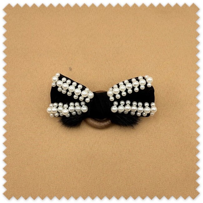 Lazo decorativo de Ante Perlas y Pelo Negro