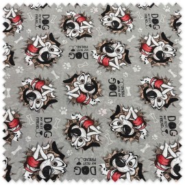 tejido loneta infantil perritos fondo gris alta calidad