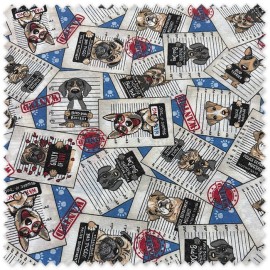 loneta estampada perros se busca para cojines y bolsos