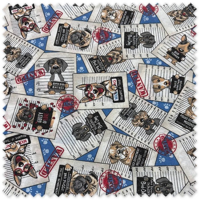 loneta estampada perros se busca para cojines y bolsos