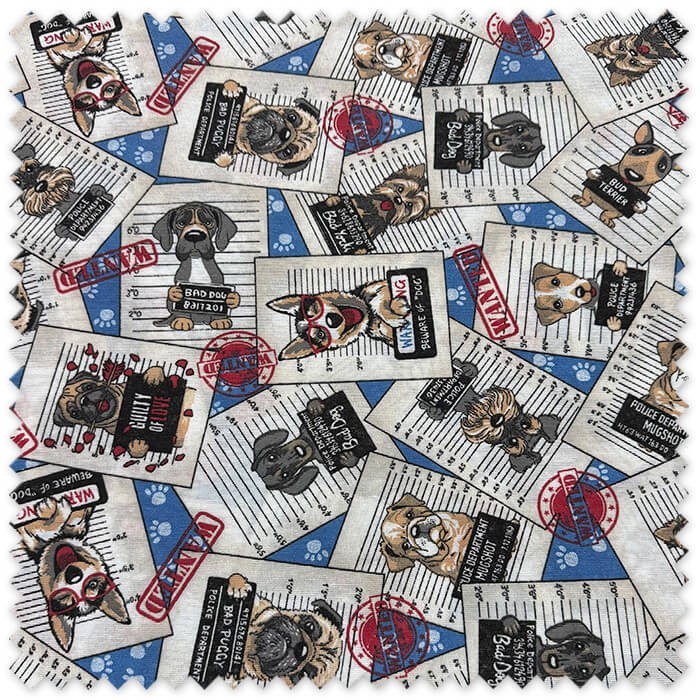 loneta estampada perros se busca para cojines y bolsos