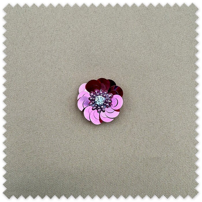 aplique floral bordado rosa con brillo costura