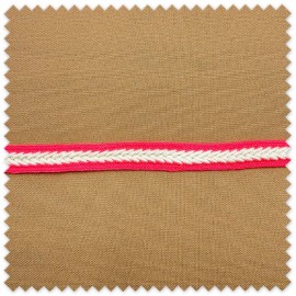 Tira Algodón Trenzada Flúor Rosa y Crudo | Cinta Decorativa