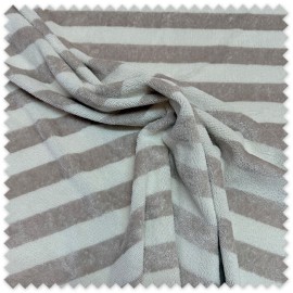 Tela rizo bambú rayas topo beige ecológica absorbente