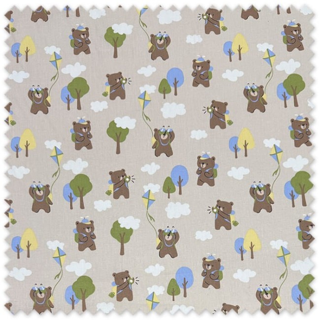 tela infantil algodón ositos beige por metros