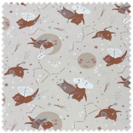 tejido algodón ositos fondo beige suave