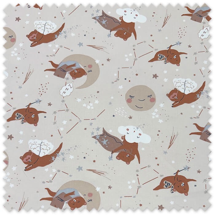 tejido algodón ositos fondo beige suave