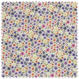 tela algodón flores acuarela lila fucsia morado