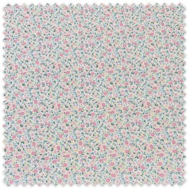 colección telas flores rosa y celeste algodón 100%